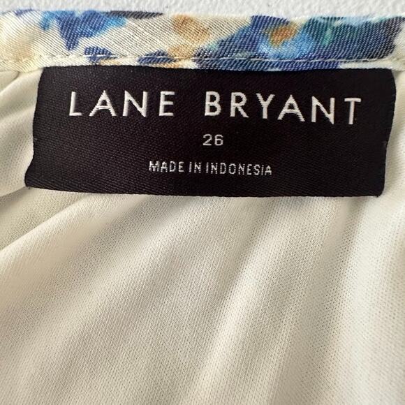 Lane Bryant Blue Ditsy Floral Puff Sleeve Tuck Detail Midi Dress 26 Cottagecore - Picture 7 of 10